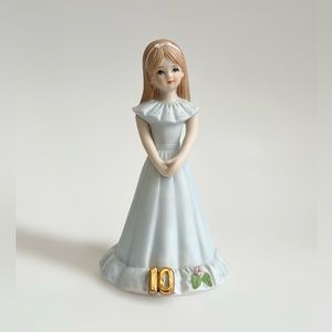 Vintage 1982 Enesco Growing Up Birthday Girls Age 10 Blonde Porcelain Figurine